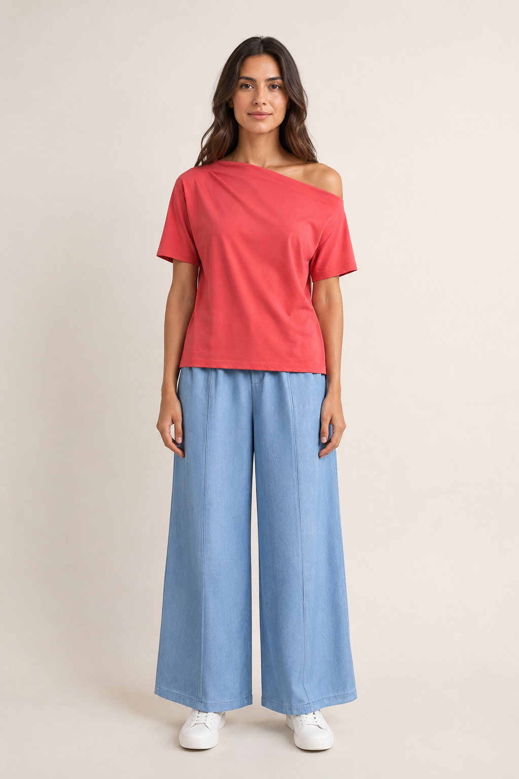 Asymmetrical Off-Shoulder Cotton Top