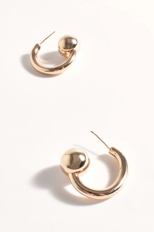 Metal Ball End Mini Hoops (Gold)