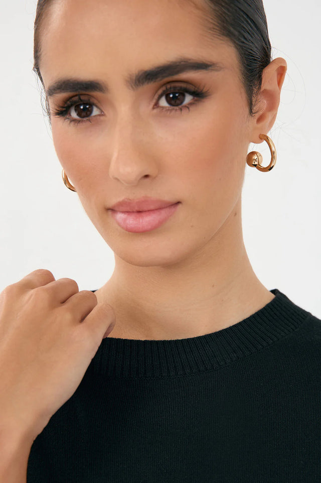 Metal Ball End Mini Hoops (Gold)