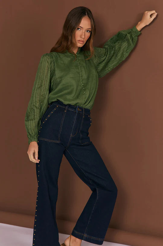 Evie Stud Detail Jean (Dark Wash)