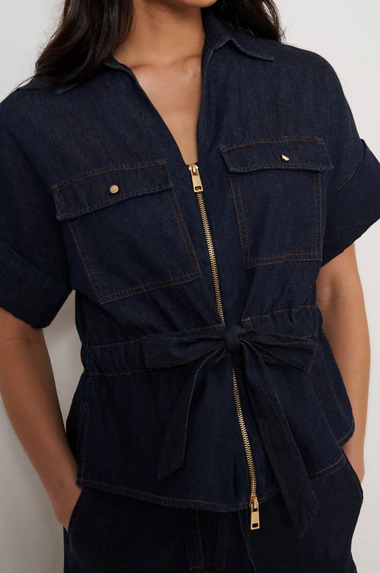 Theodore Safari Light Weight Denim Top (Denim)