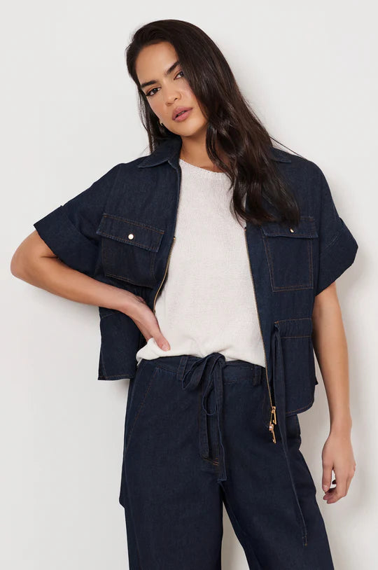 Theodore Safari Light Weight Denim Top (Denim)