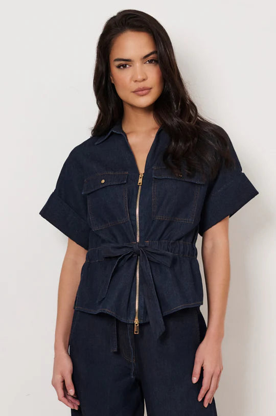 Theodore Safari Light Weight Denim Top (Denim)