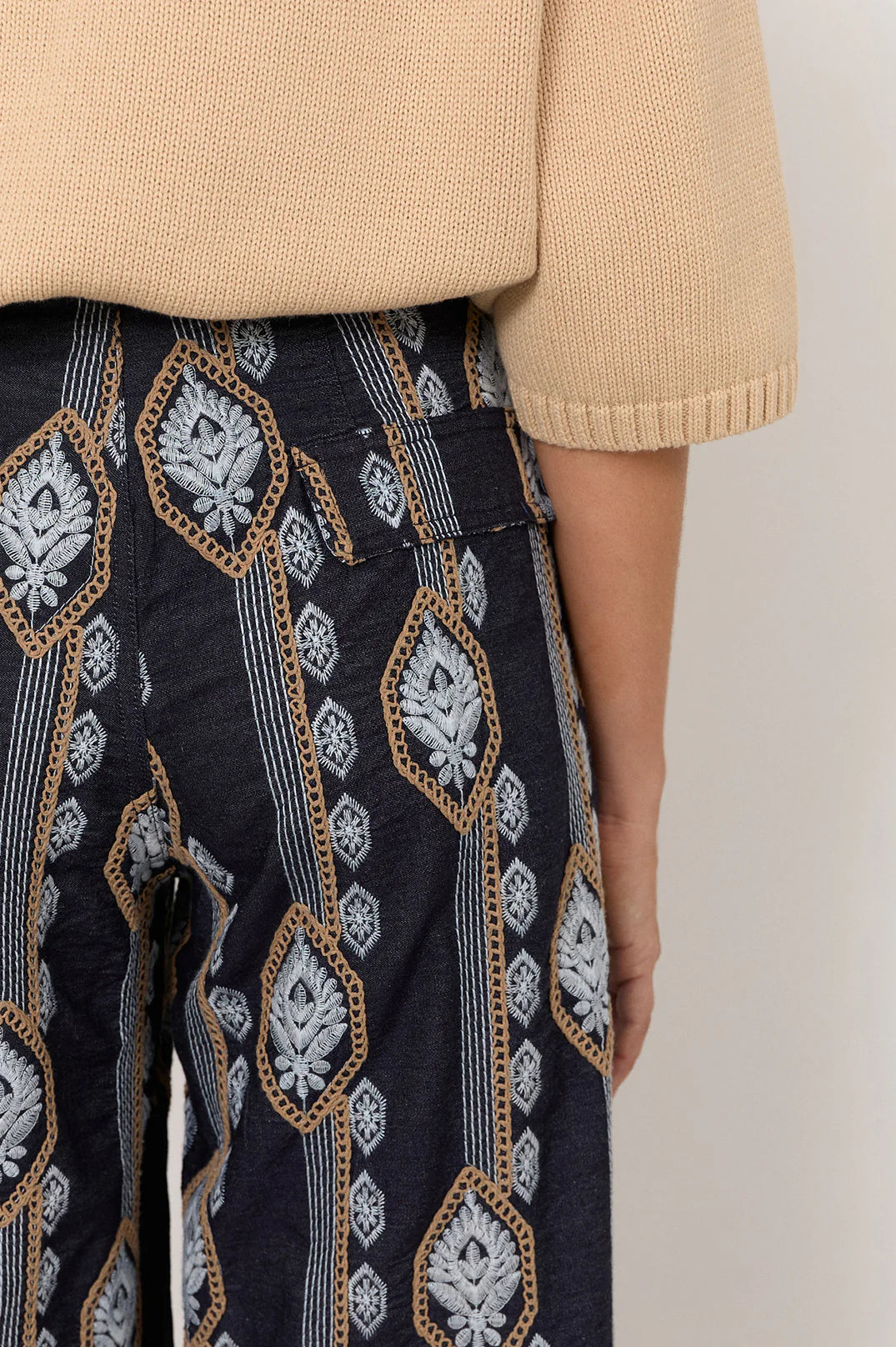 Avalon Lightweight Denim Embroidered Pant