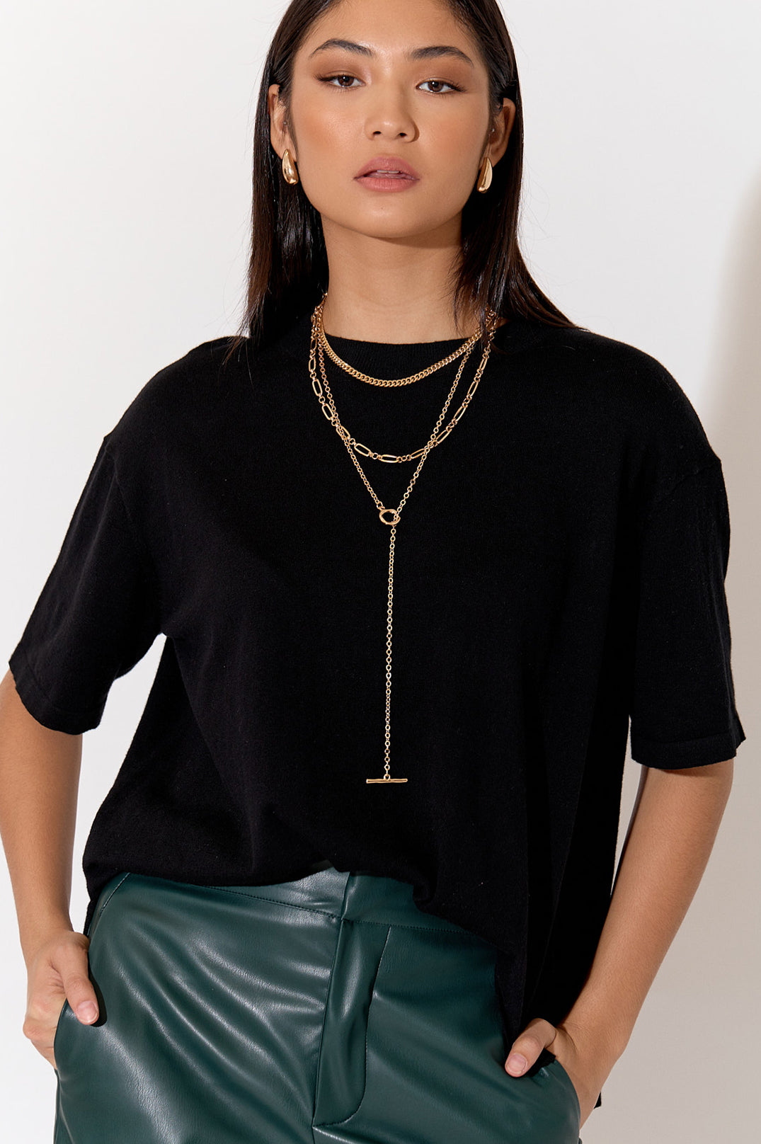 Layered Fob Bar Necklace (Gold/ Silver)
