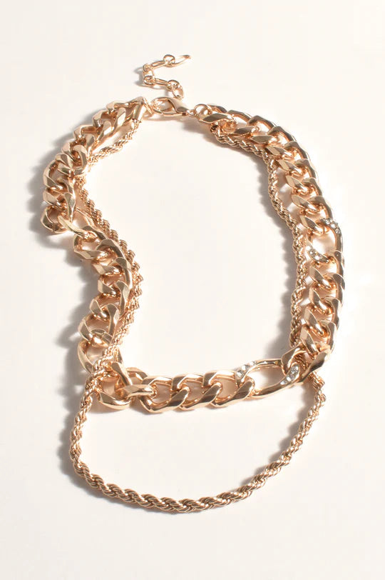 DIAMANTE LINK LAYERED NECKLACE