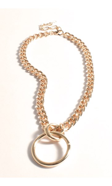 Ring Drop Chain Necklace (Gold)