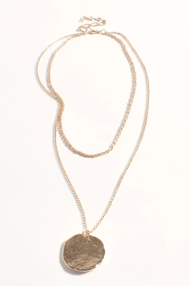 Layered Pendant Drop Necklace (Gold)