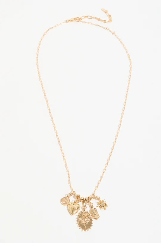 NELLIE FLORAL CHARM CLUSTER NECKLACE