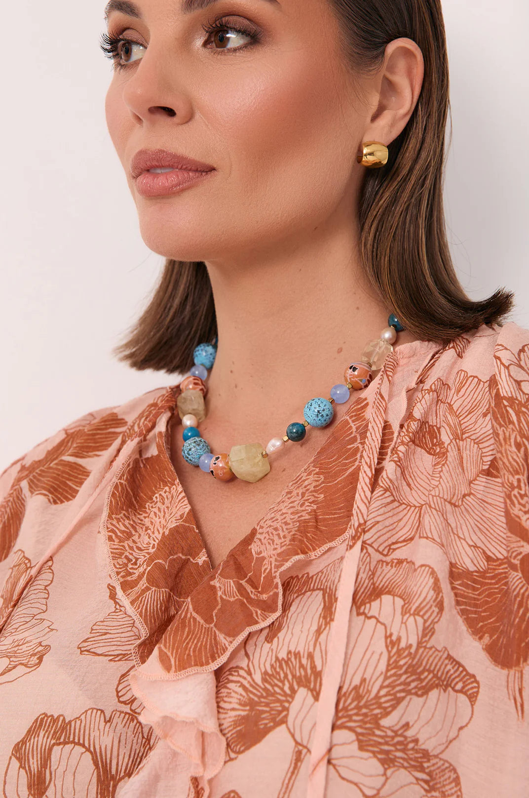 Mixed Bead Short Necklace (Multi)