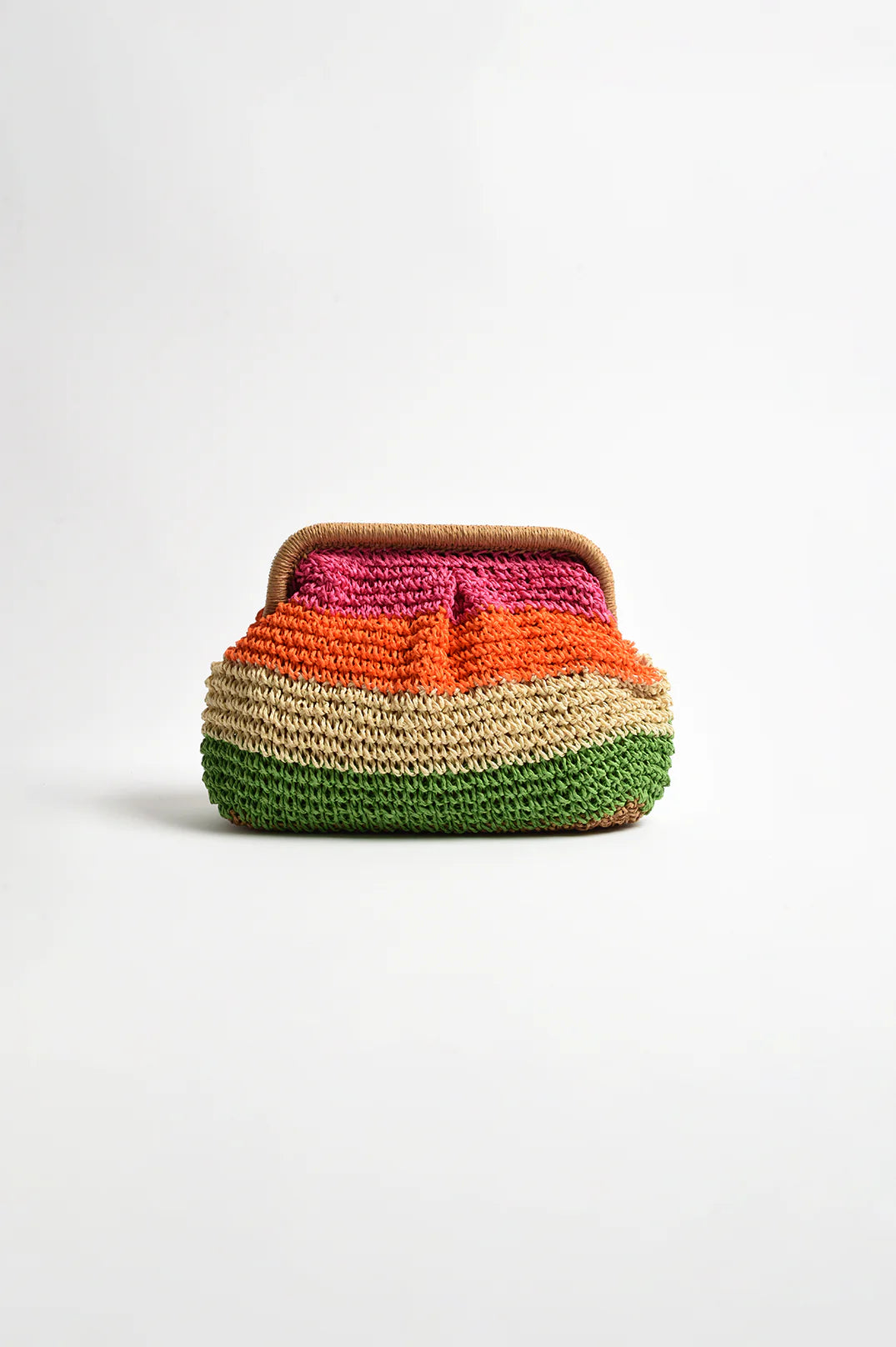 Multi Stripe Paper Weave Clutch (Natural Multi)
