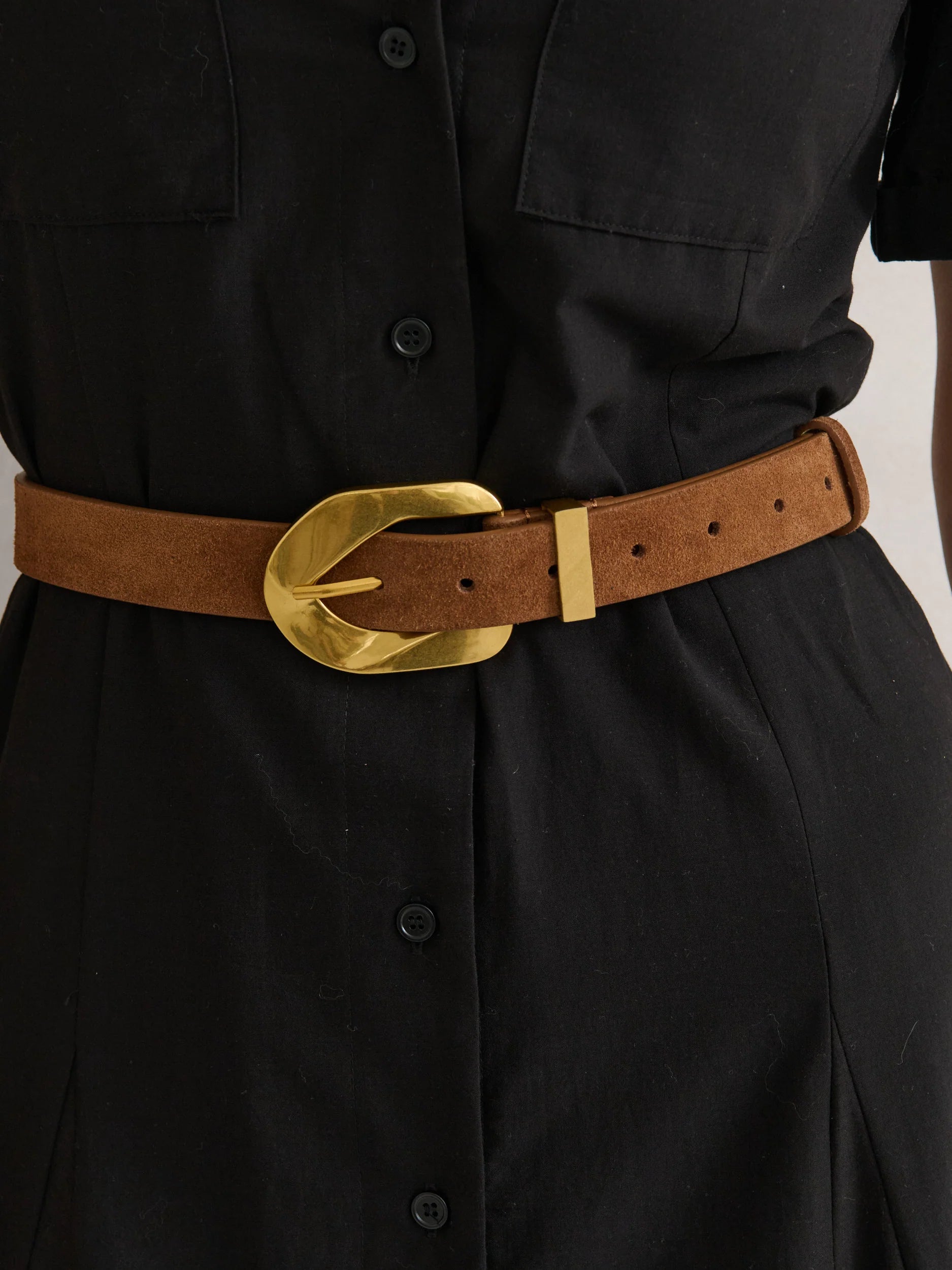 Genuine Suede Chain Buckle Belt