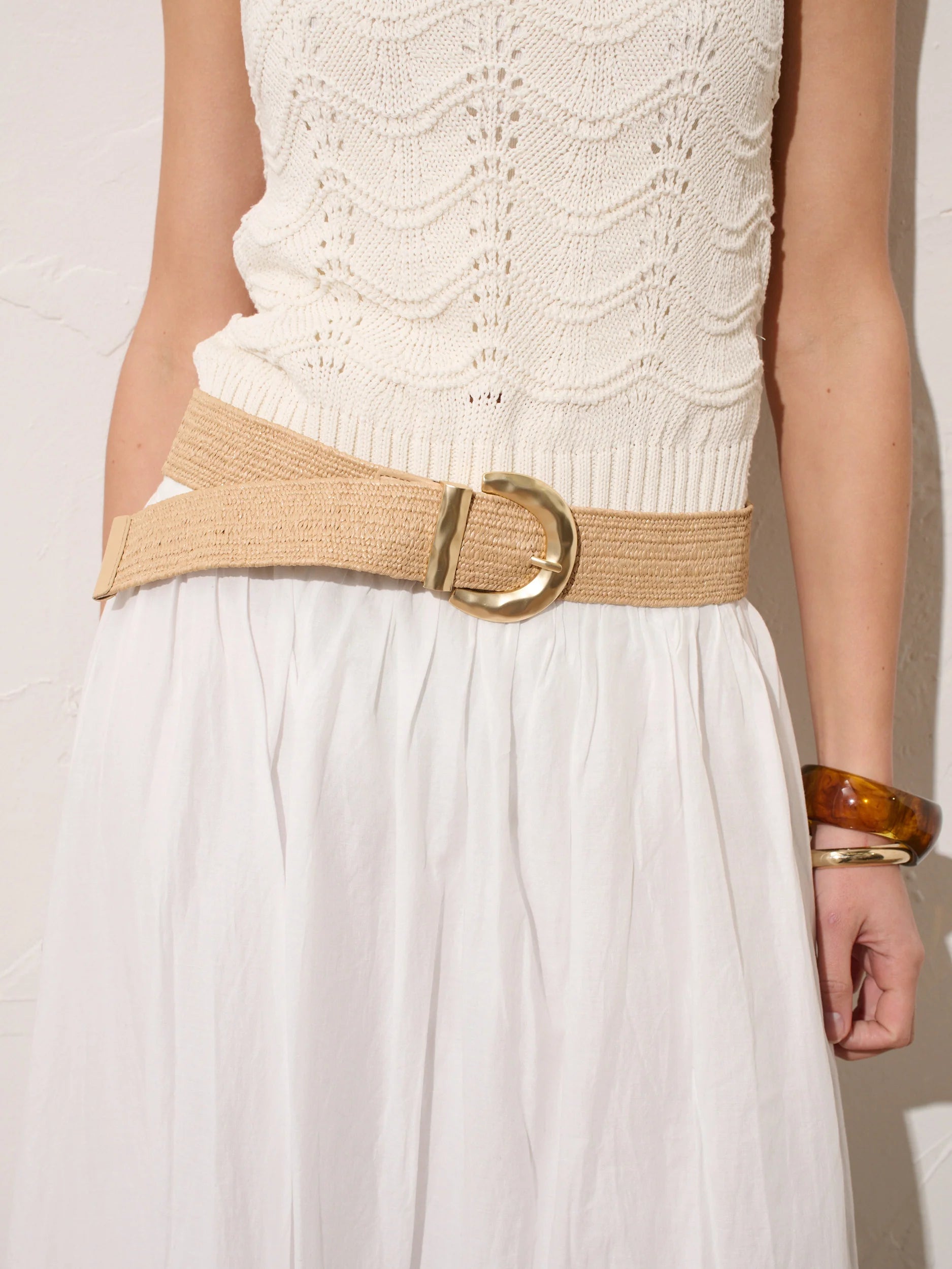 Arizona Straw Buckle Belt in Tan