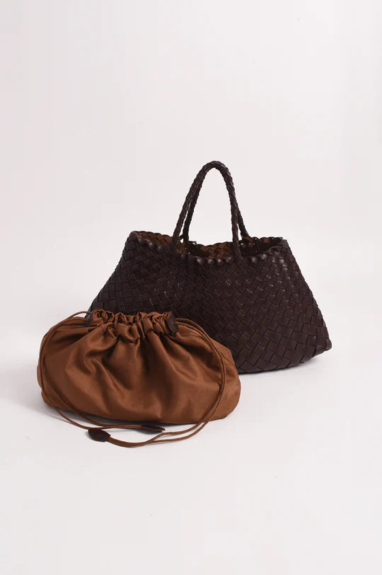 Rani Woven Fan Tote (Chocolate)
