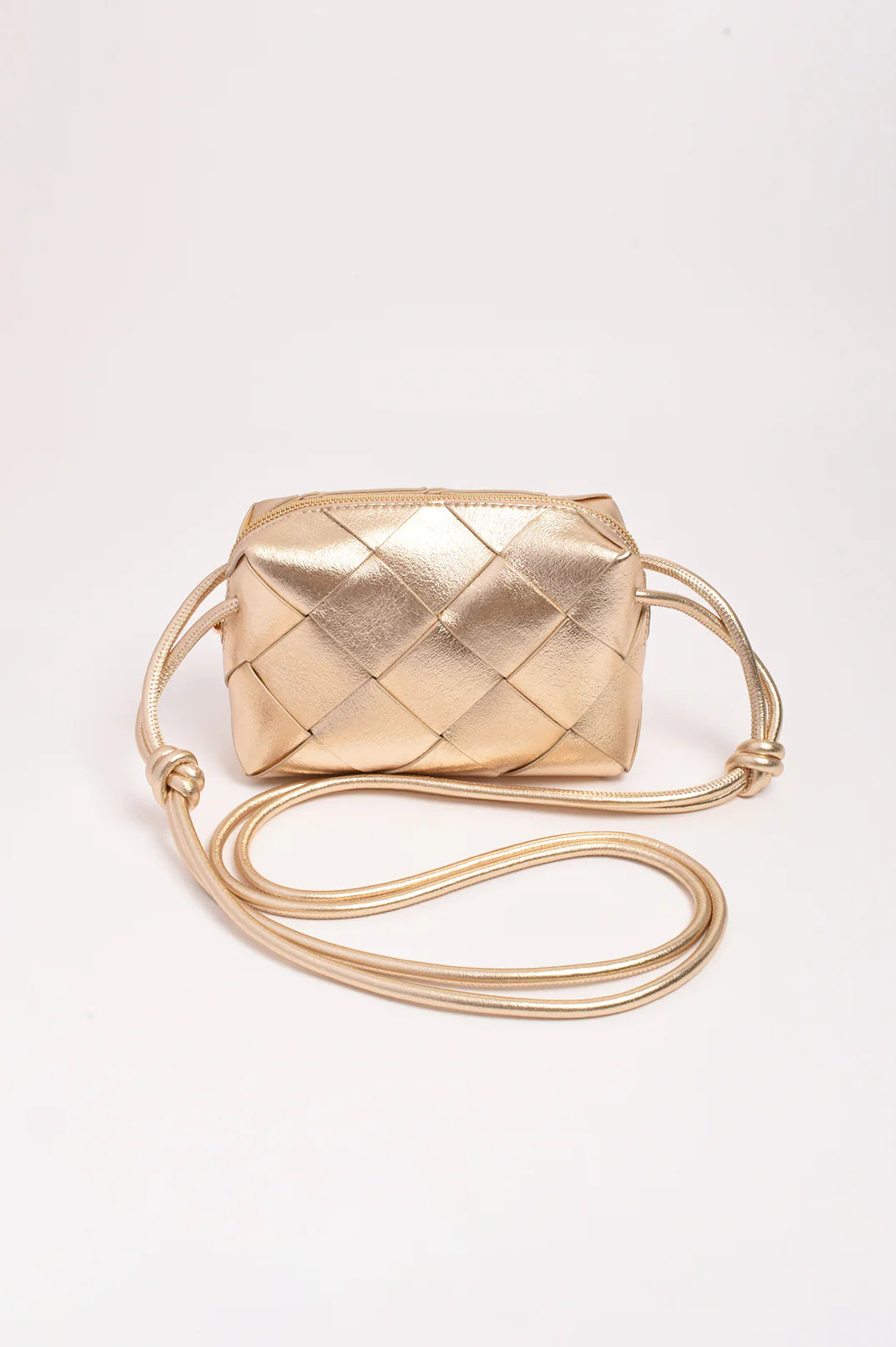 Elodie Weave Metallic Crossbody Bag (Gold
