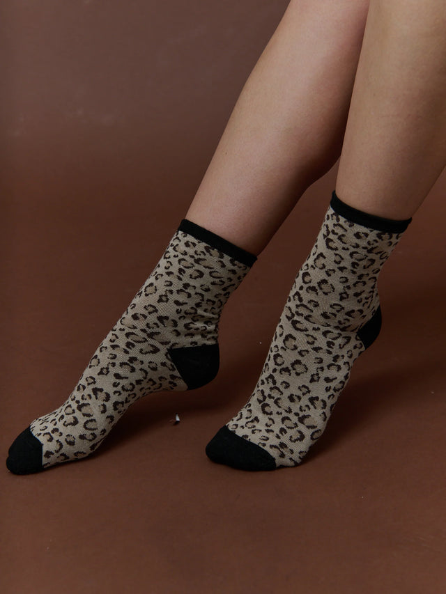 Leopard Print Crew Socks