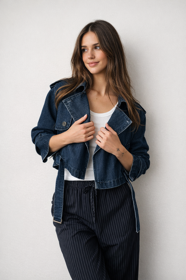 CROP DENIM TRENCH