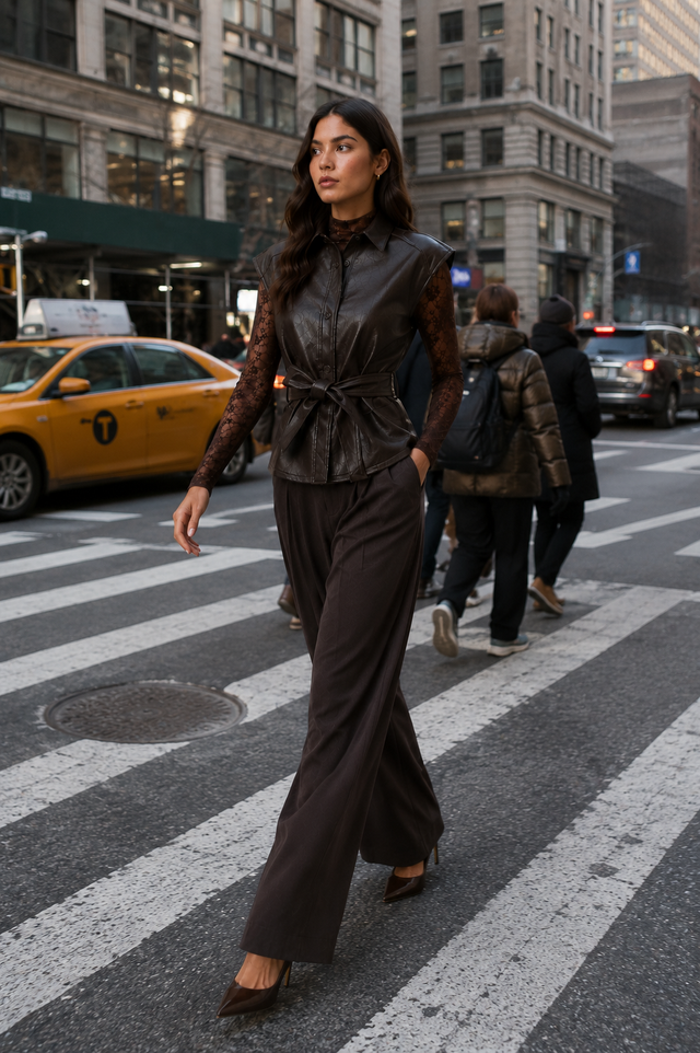 PLEATHER TIE VEST