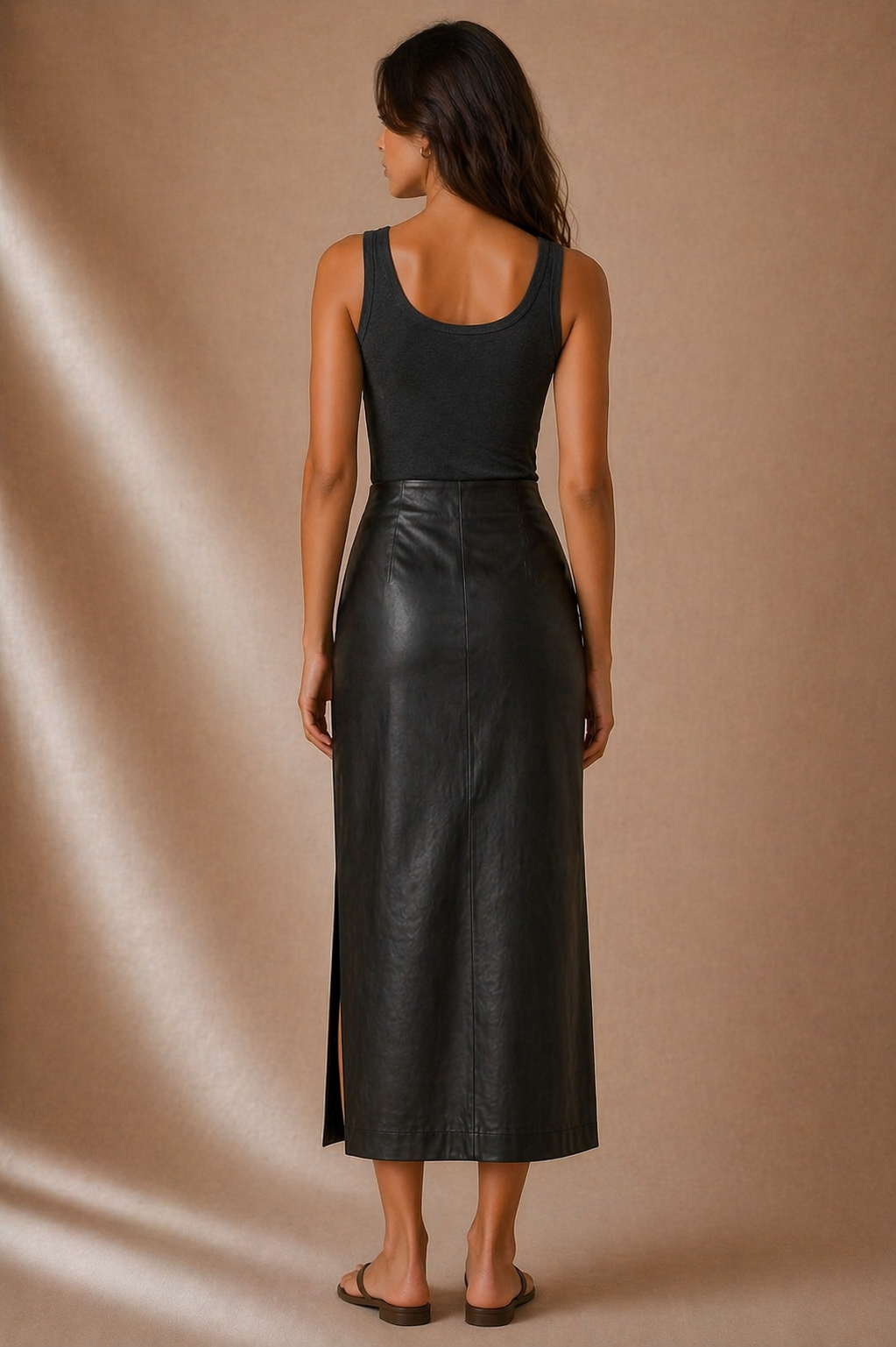 FAUX LEATHER PENCIL SKIRT