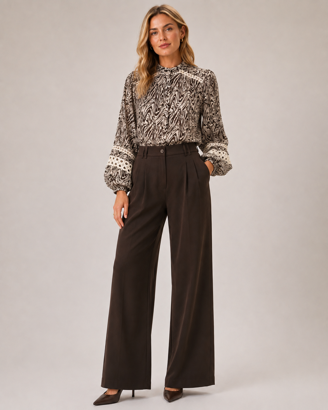 Animal Print Lace Detail Shirt
