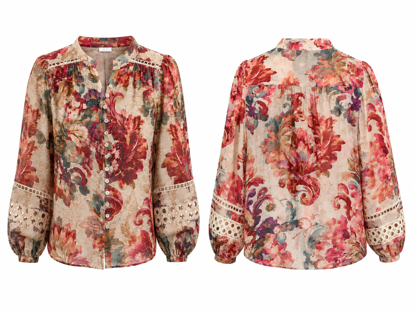 FLORAL LACCE DETAIL  BLOUSE