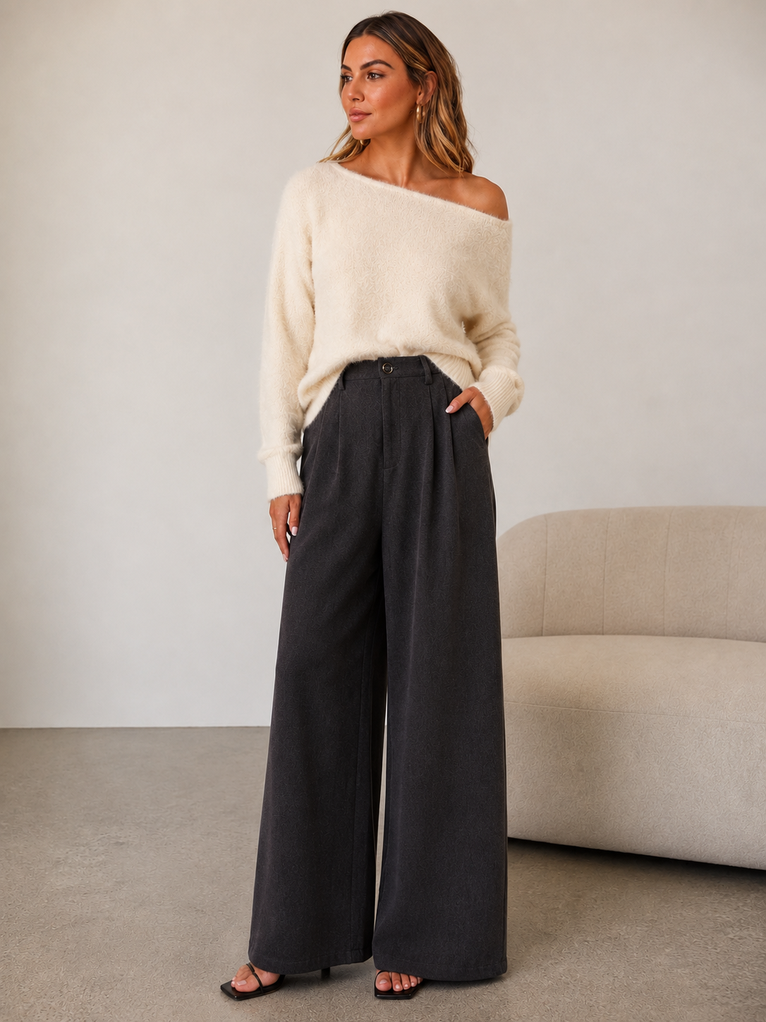 WIDE LEG PLEATED PANT