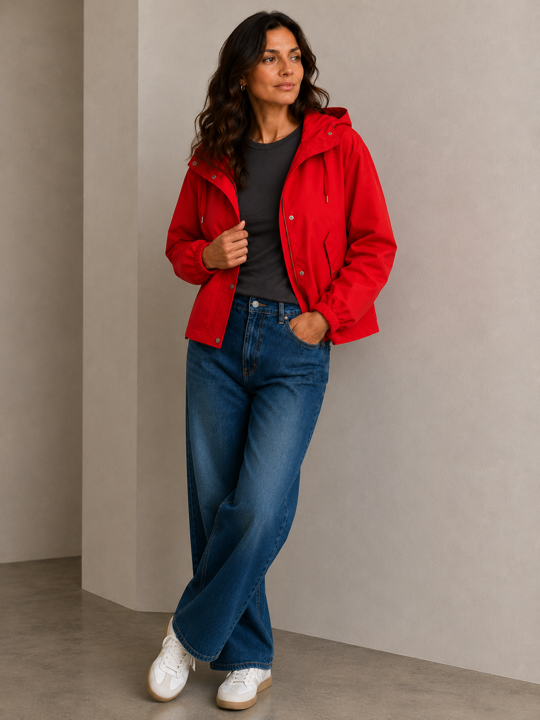 FUNNEL NECK SPORT JACKET - RED ( PRE ORDER)