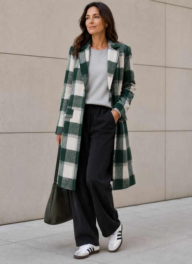 GINGHAM WINTER COAT- GREEN