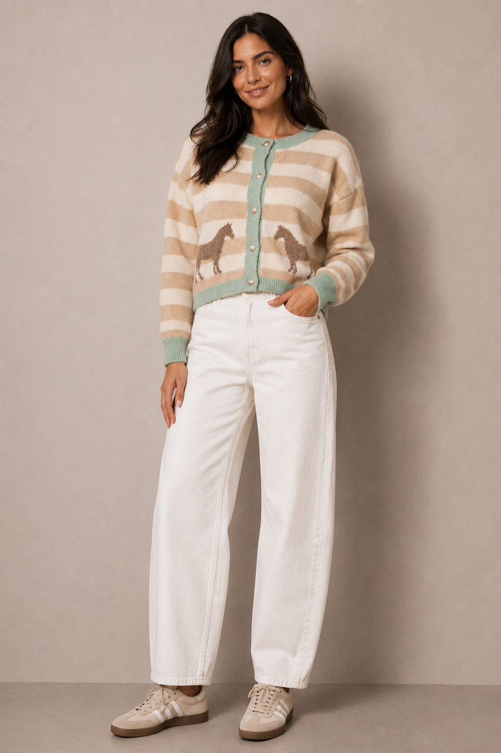 PONY STRIPE CARDIGAN