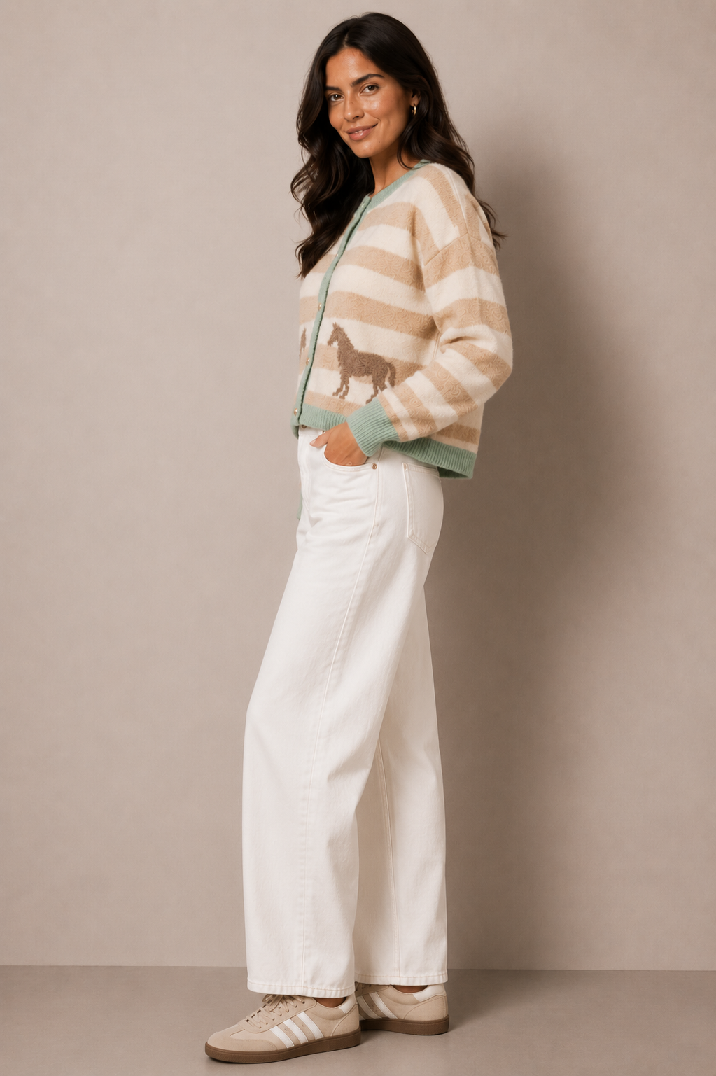 PONY STRIPE CARDIGAN
