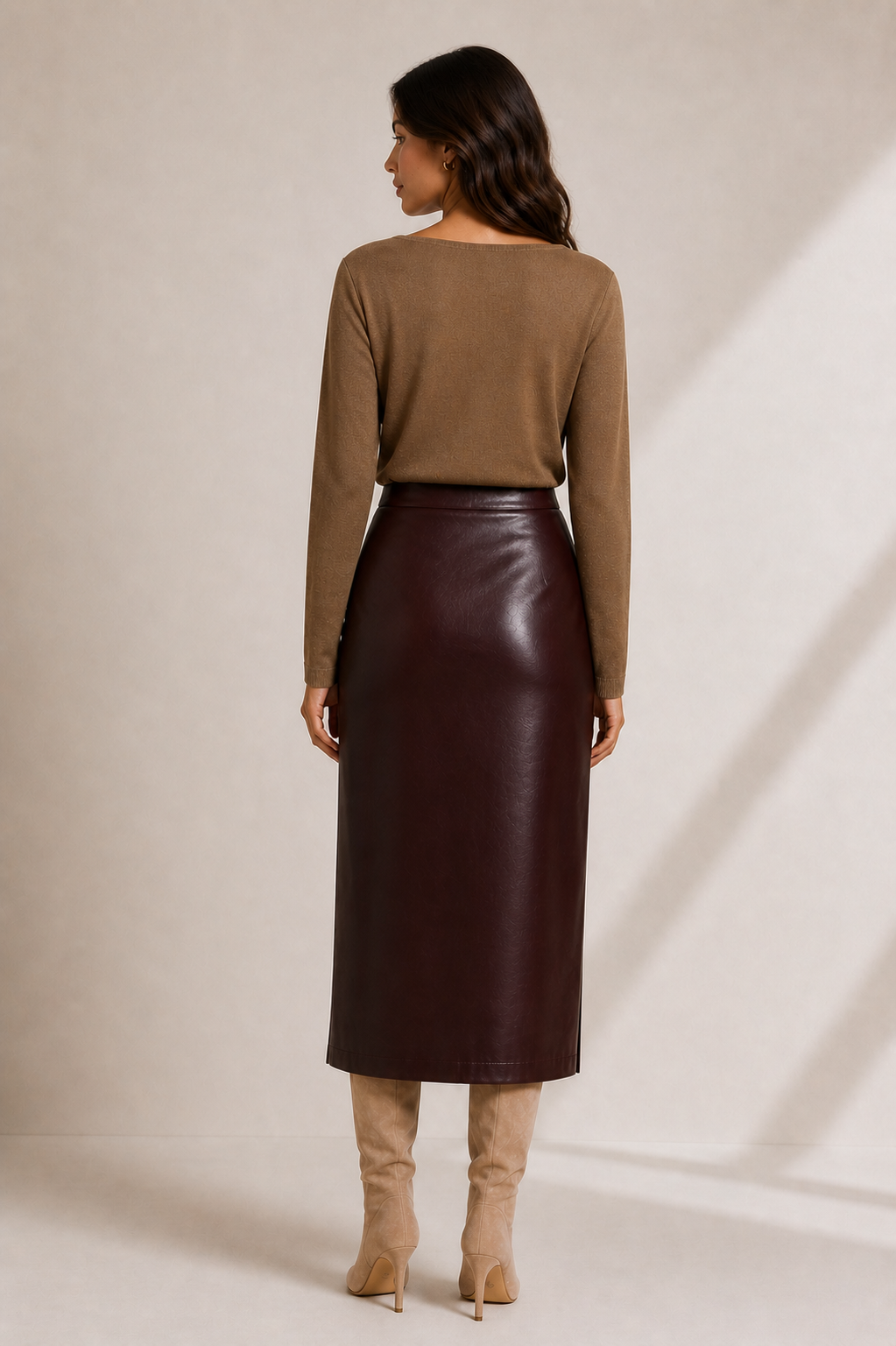 FAUX LEATHER PENCIL SKIRT