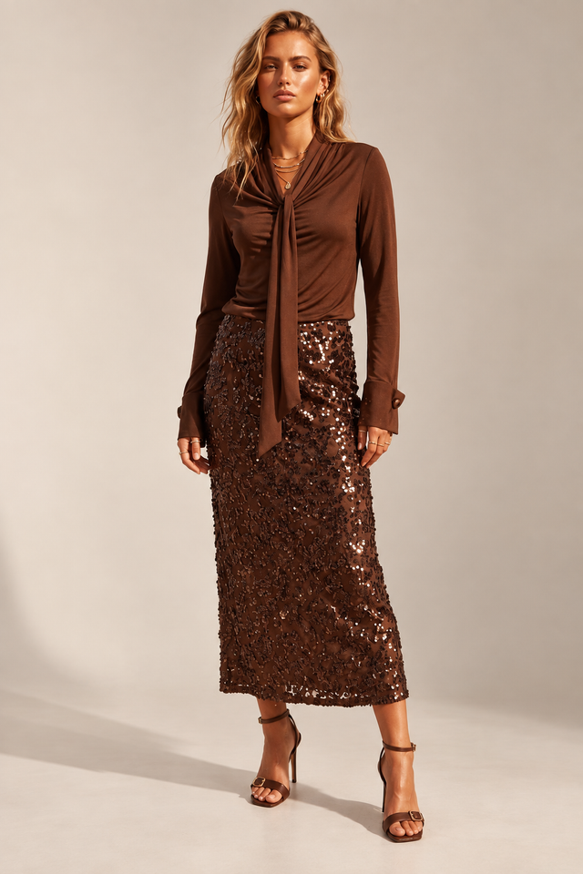 SEQUIN MIDI SKIRT