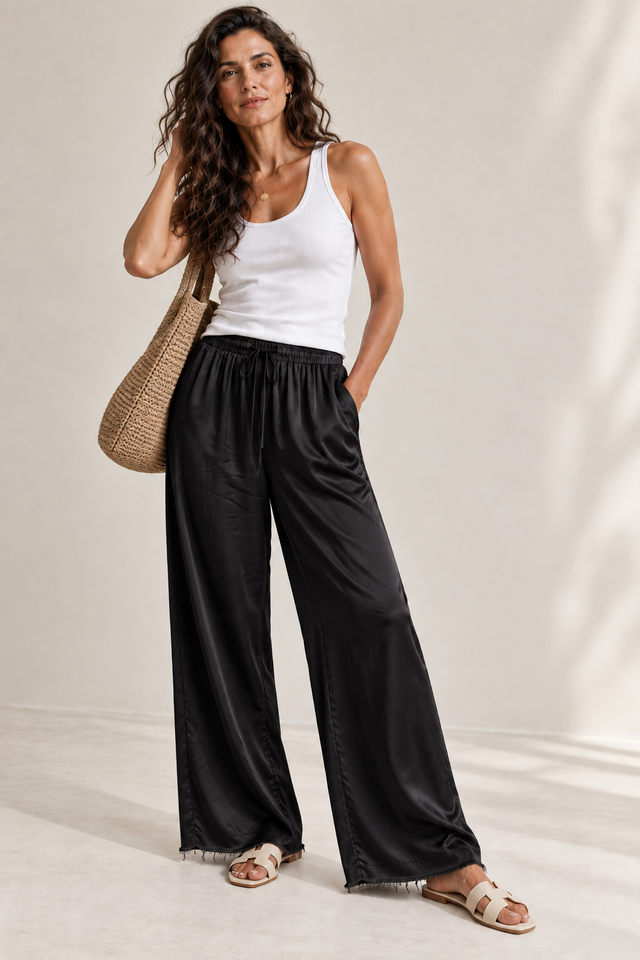 Italian Satin Wide Leg Pant