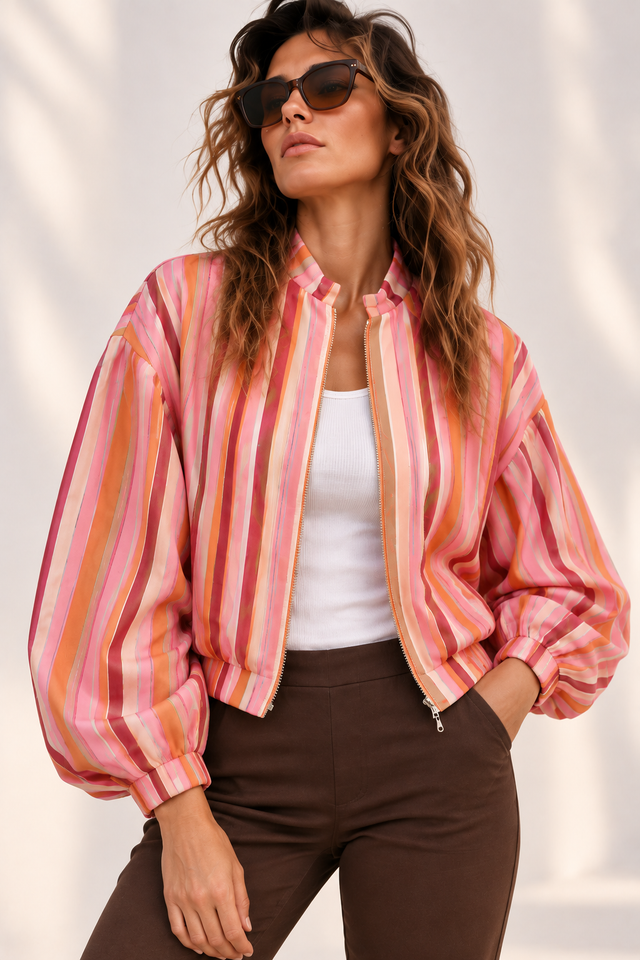Stripe Bomber Jacket