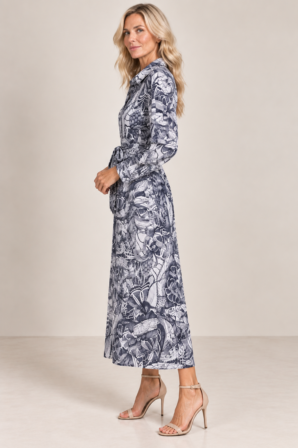 Printed Cotton Linen Bamboo Shirt Dress