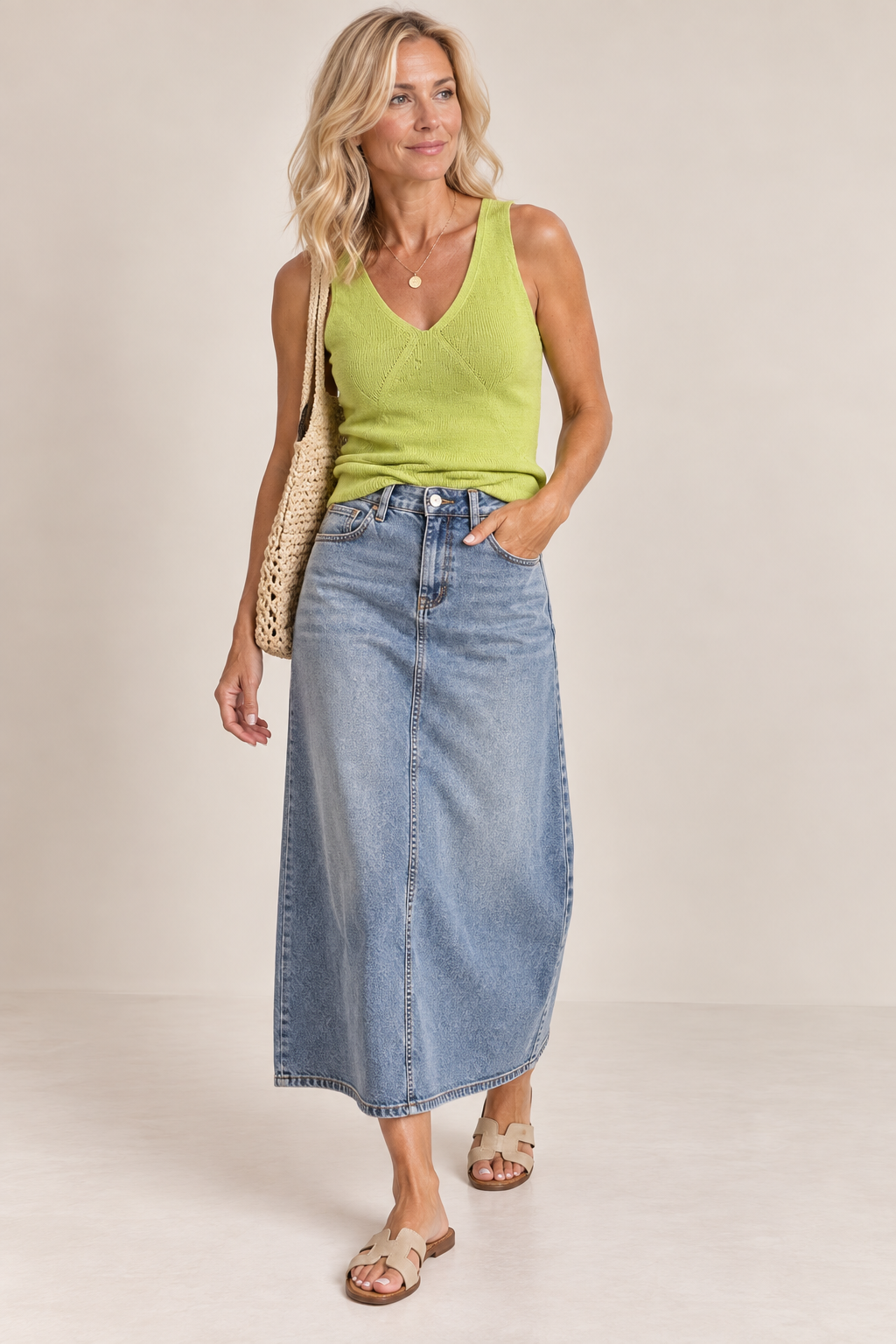 V-Neck Viscose Knit Tank