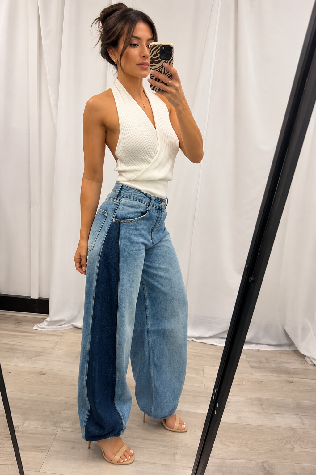 Two Tone Barrel Jeans
