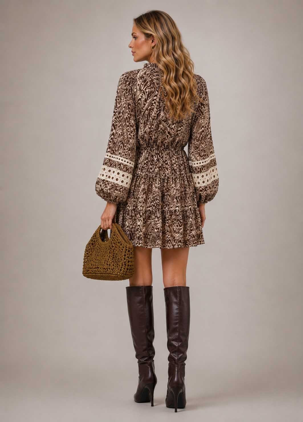 ANIMAL CONTRAST MINI DRESS