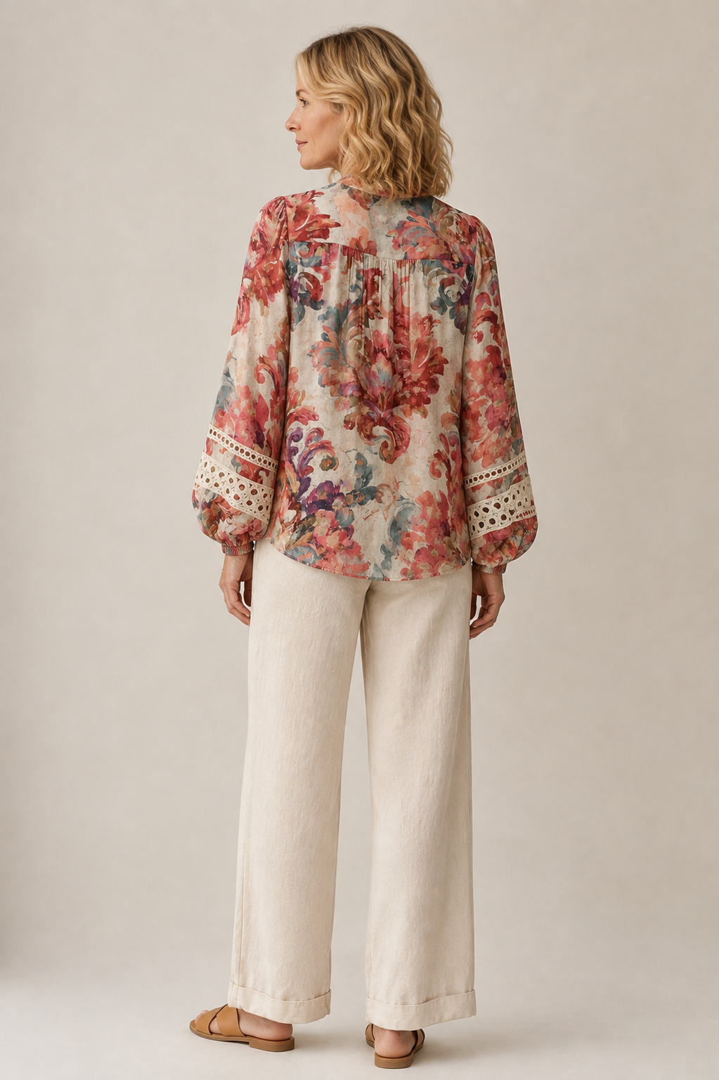 FLORAL LACCE DETAIL  BLOUSE