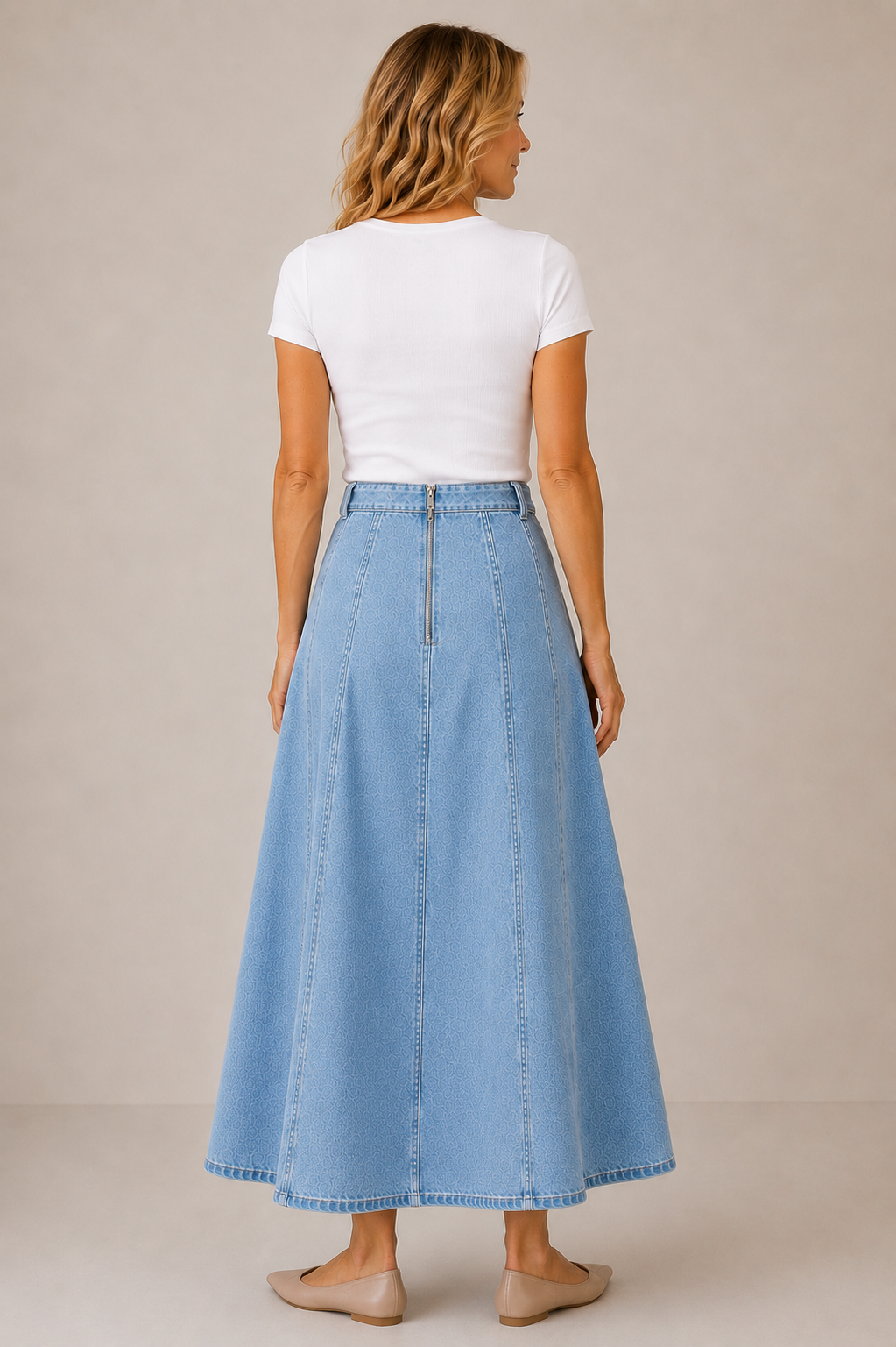 PANEL DENIM SKIRT