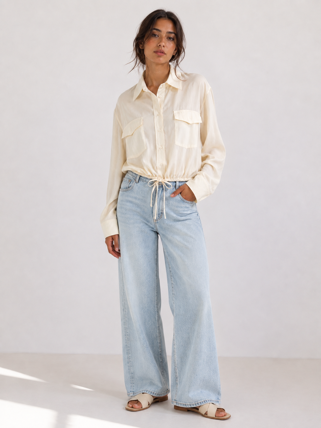 Relaxed Drawstring Utility Shirt