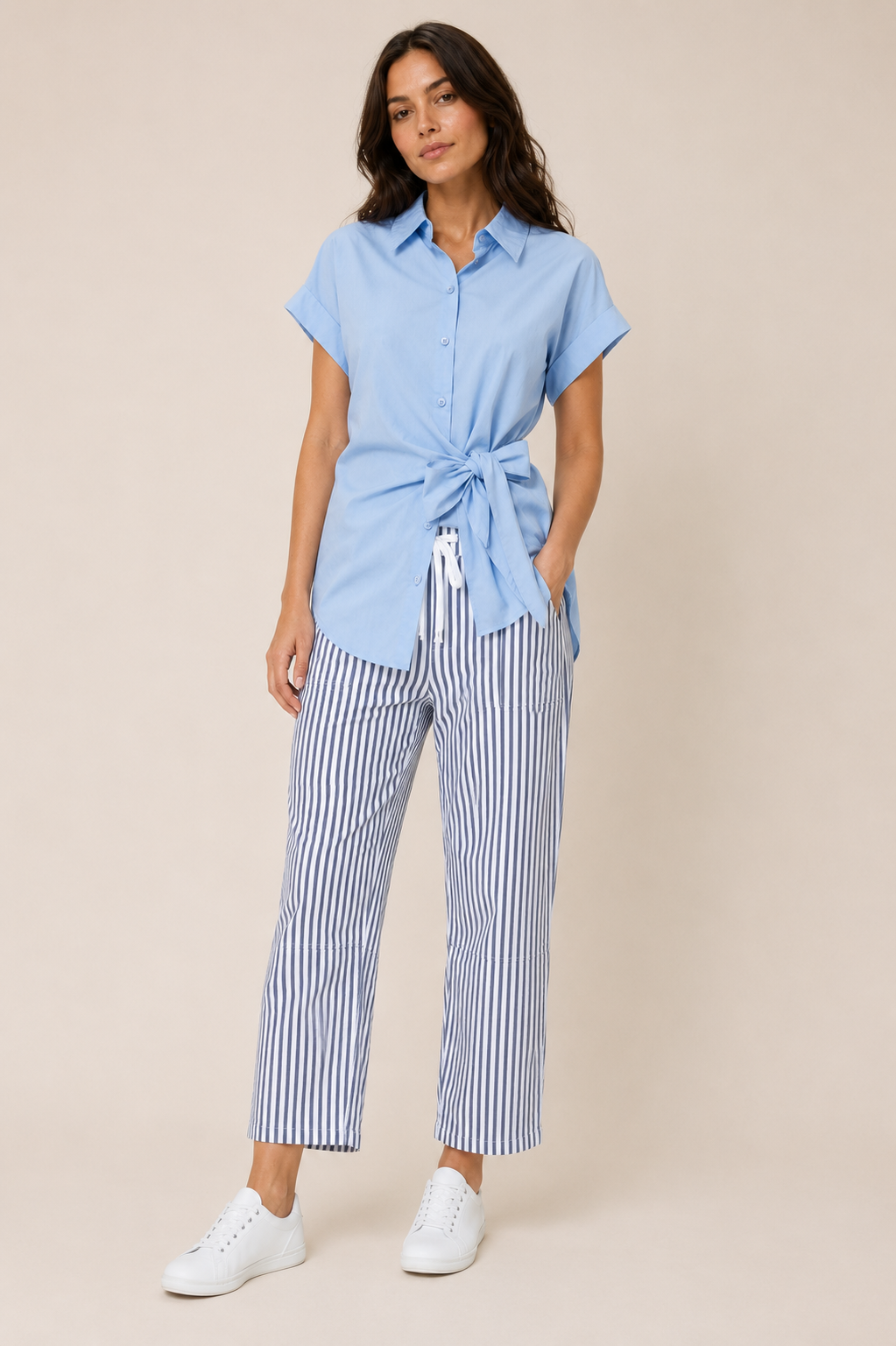 Cotton Tie-Waist Shirt