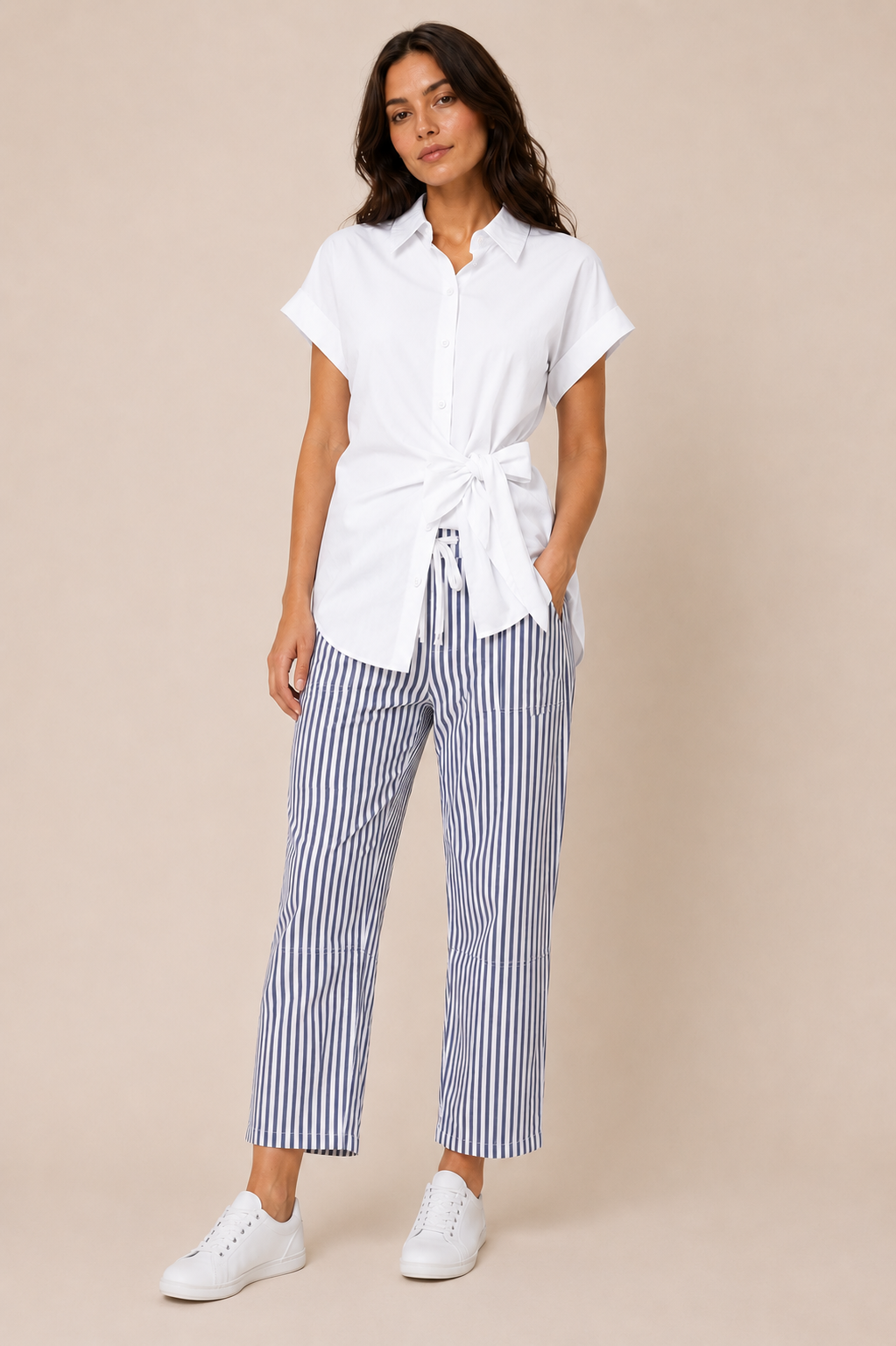 Cotton Tie-Waist Shirt