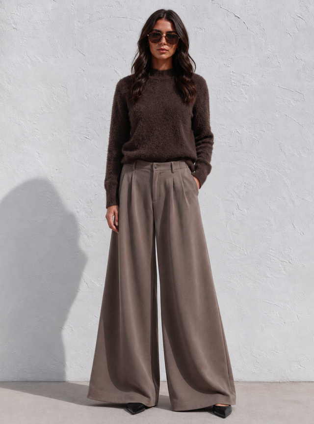 WIDE LEG PLEATED PANT