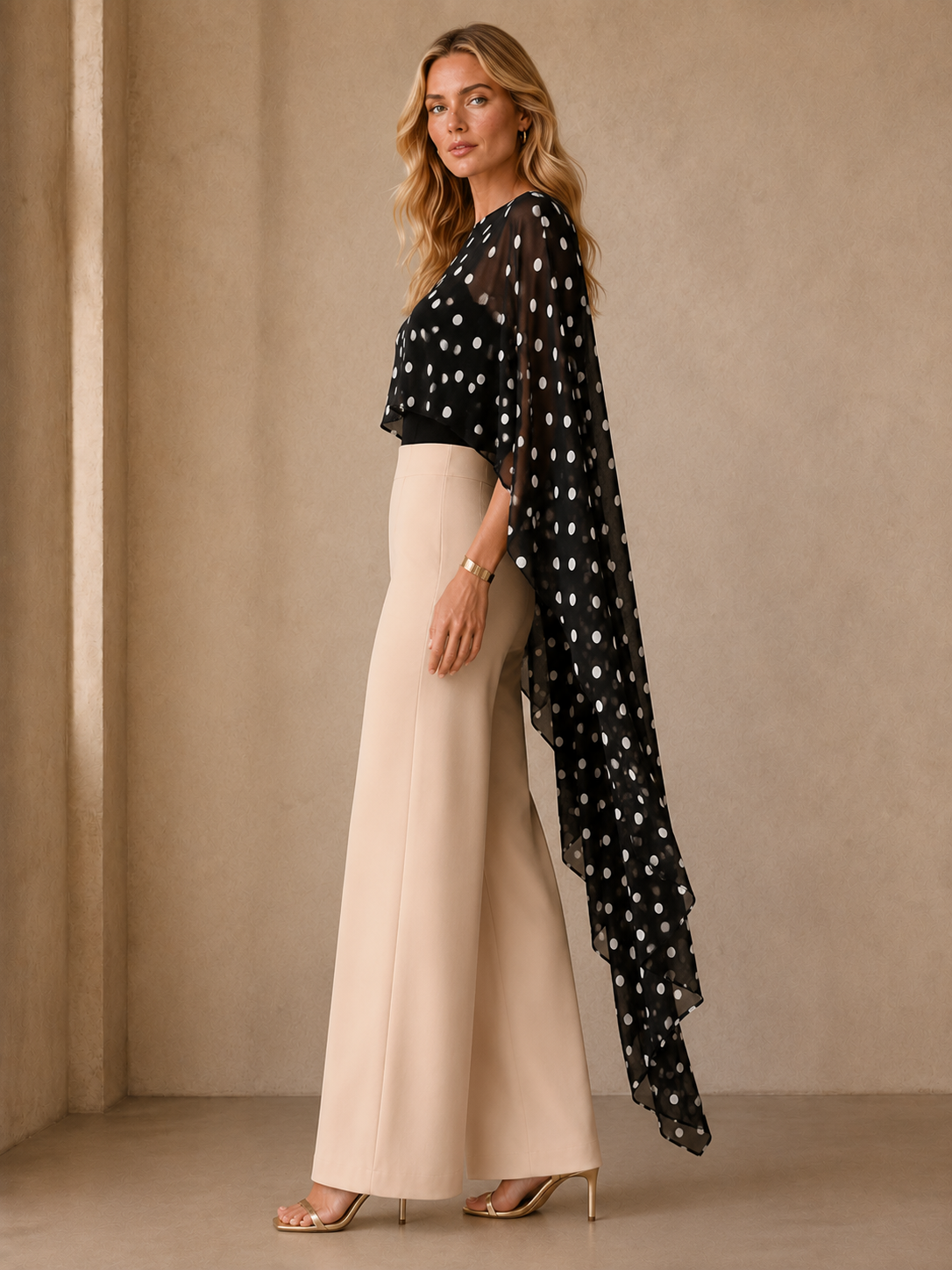 POLKA DOT CHIFFON  CAPE