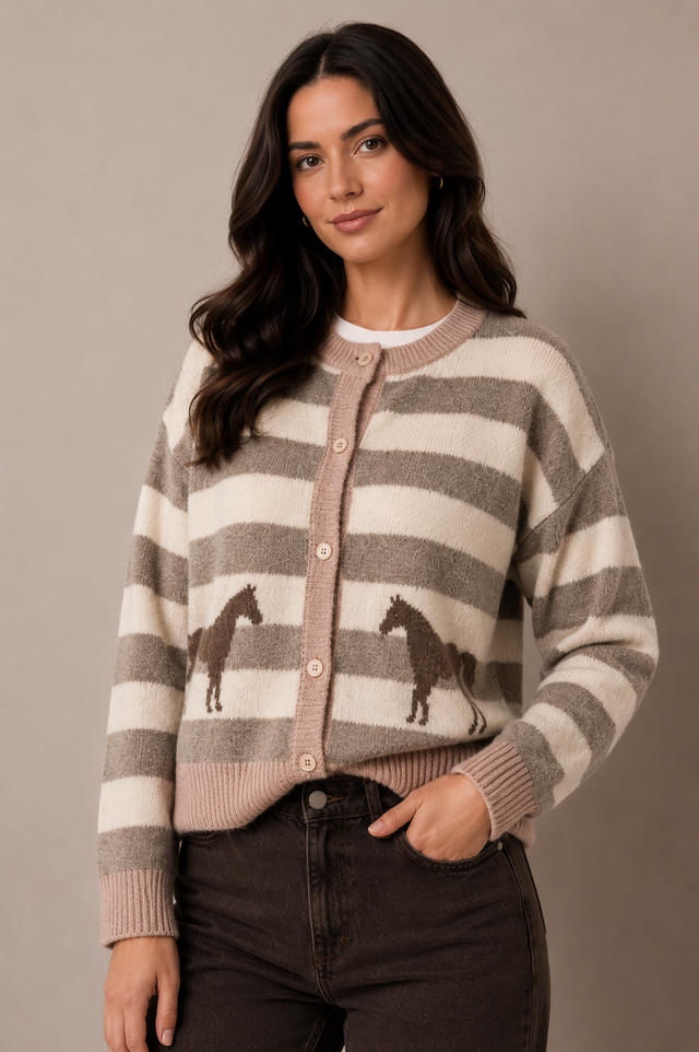 PONY STRIPE CARDIGAN