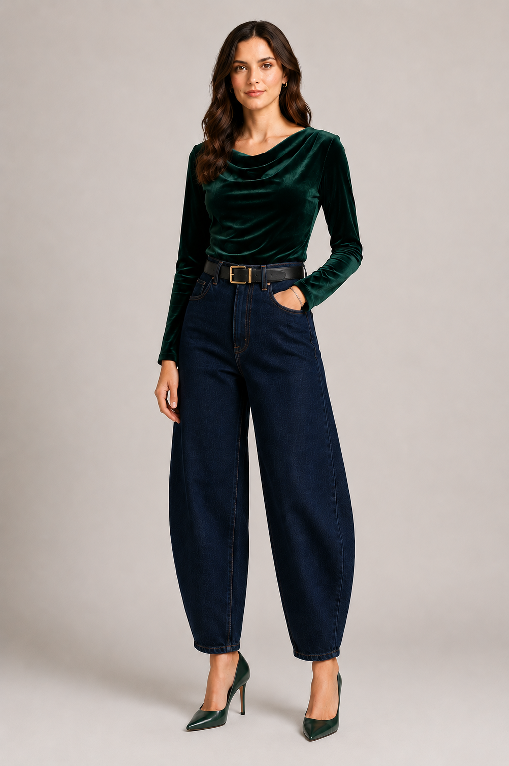 VELVET COWL NECK TOP