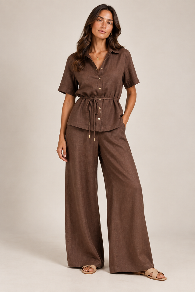 Relaxed Linen Tie-Waist Shirt