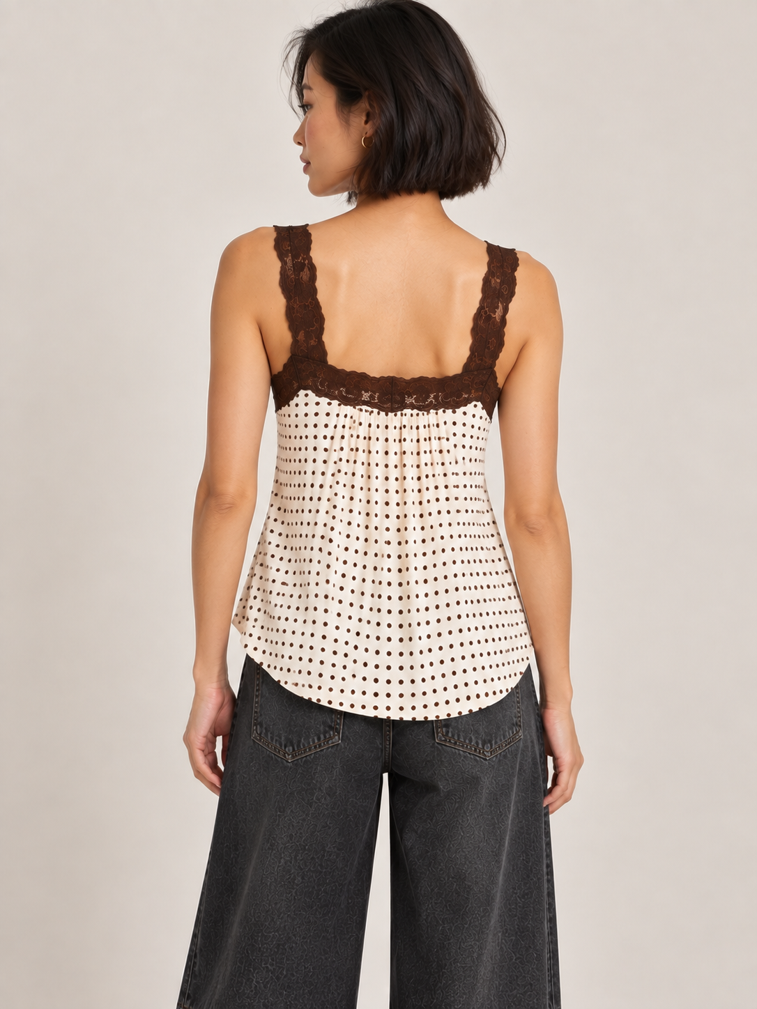 Spot & Lace bias cut top
