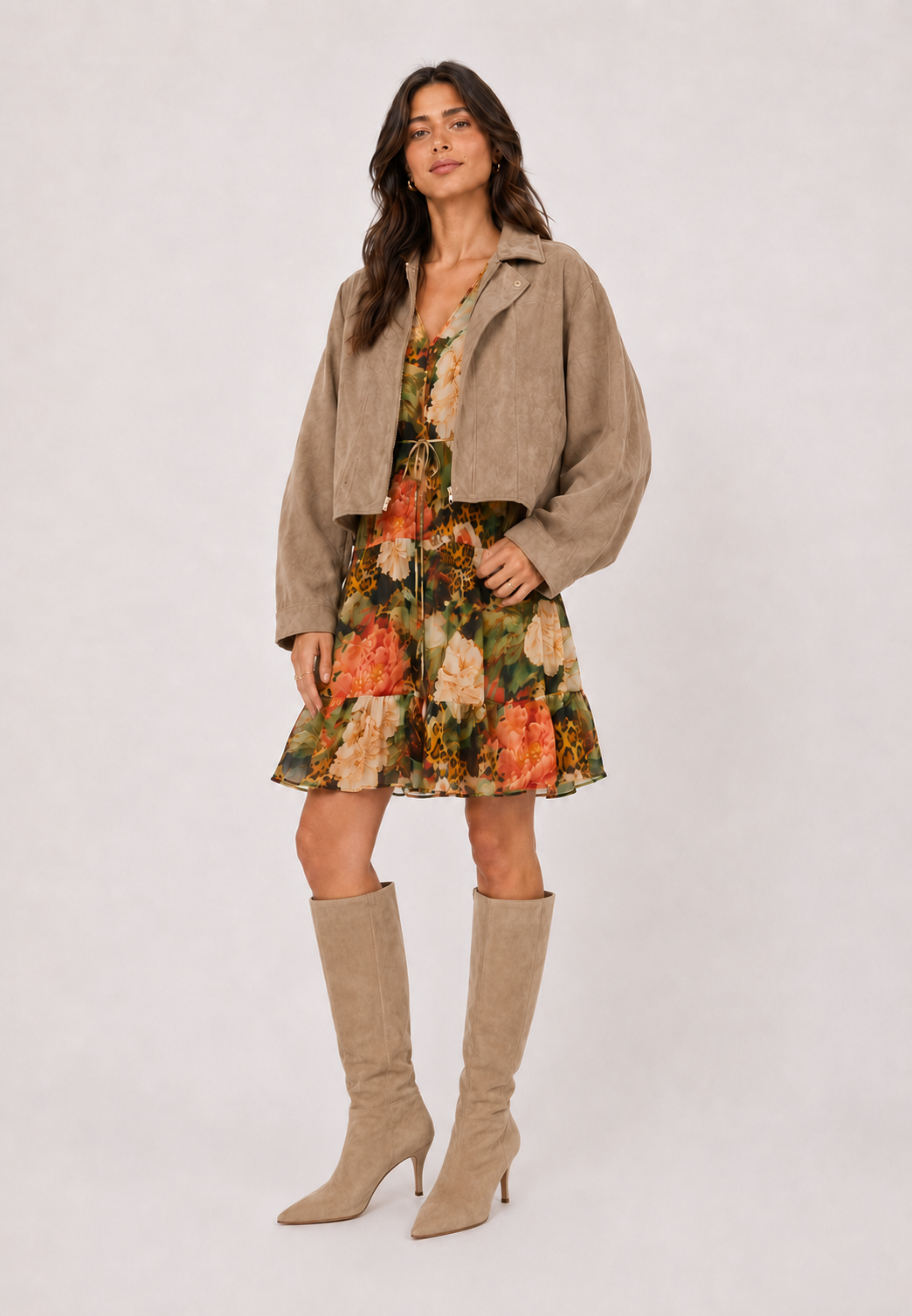 LEOPARD PEONY SELMA SHORT DRESS